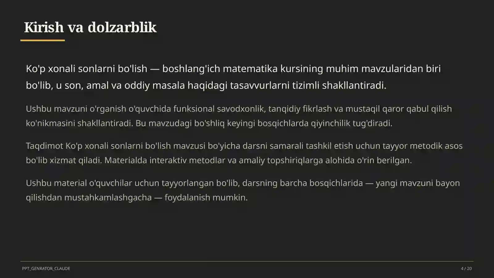 Ko'p xonali sonlarni bo'lish (4-sinf) 4