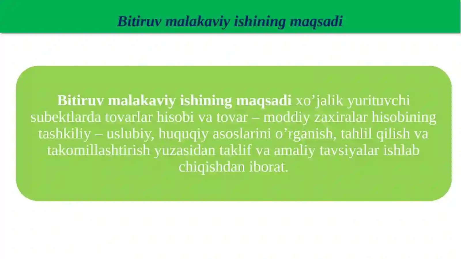 Xo’jalik yurituvchi  sebyektlarda tovar  operatsiyalari hisobini takomillashtirish yo’llari 4