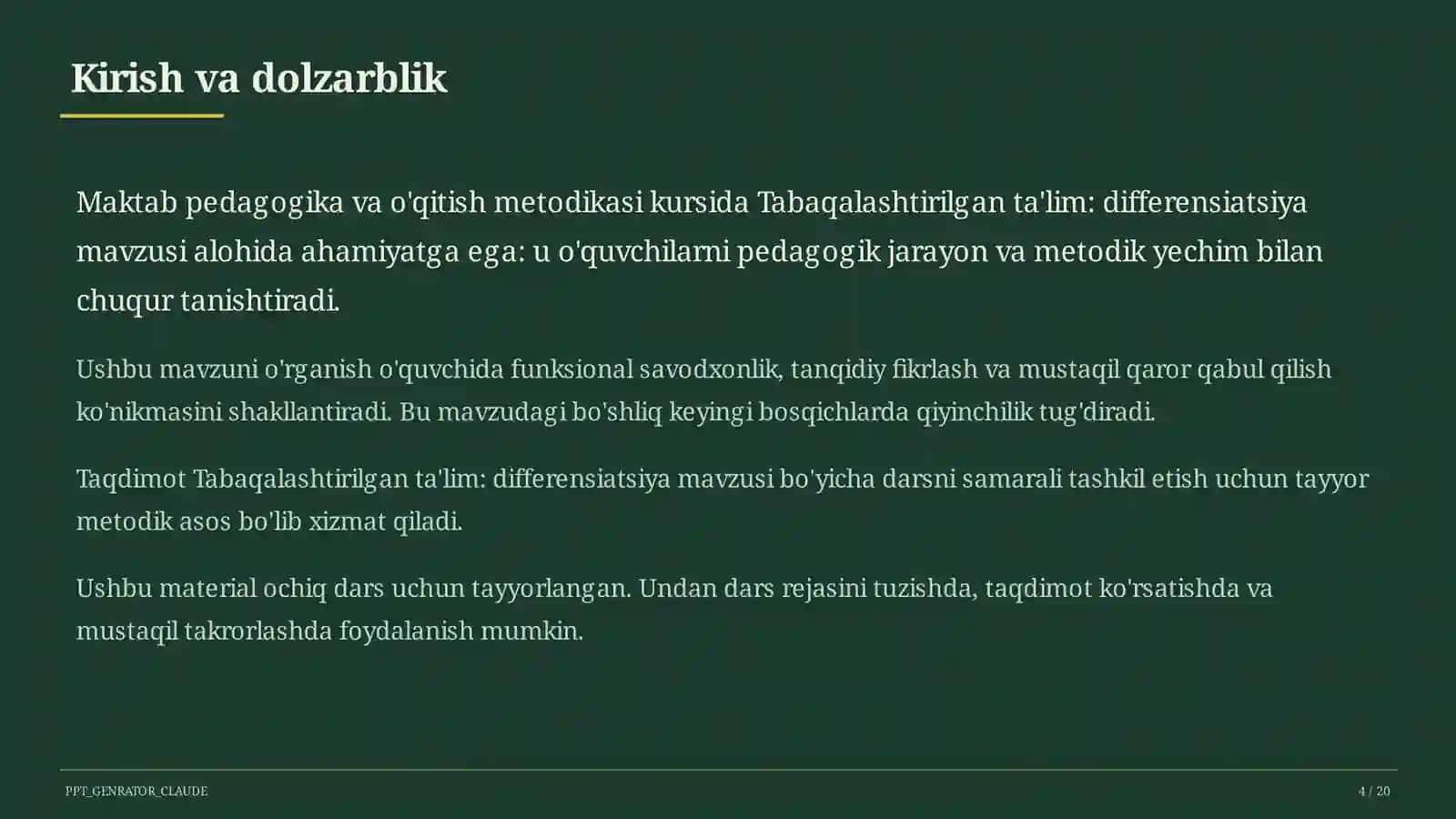 Tabaqalashtirilgan ta'lim: differensiatsiya 4
