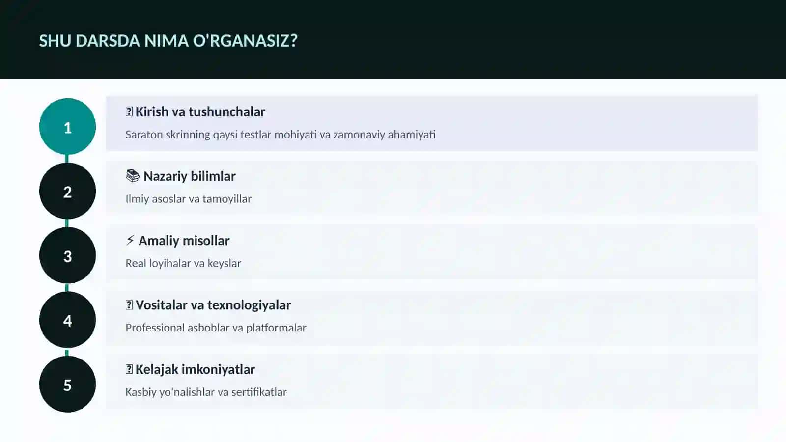 Saraton skrinning qaysi testlar 4