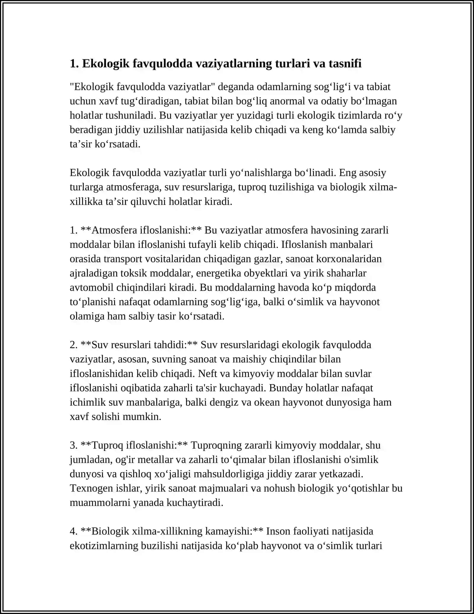 EKOLOGIK TUSDAGI FAVQULODDA VAZIYATLAR 4