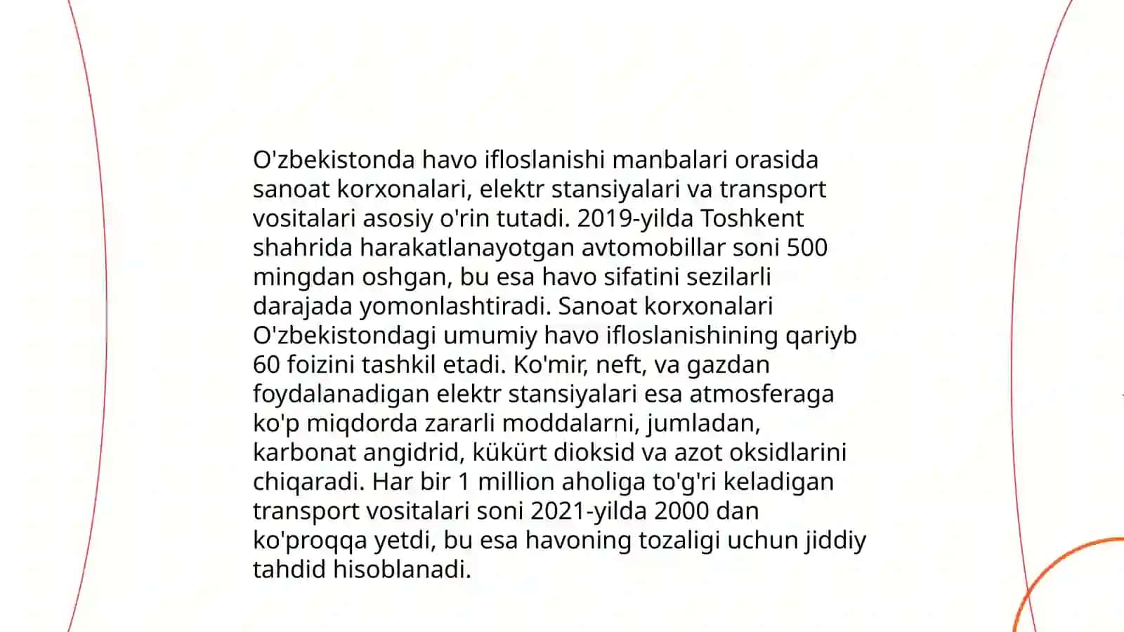 O'zbekistonda atmasfera havosining holati VA musoffaligini saqlash chora tadbirlari 4
