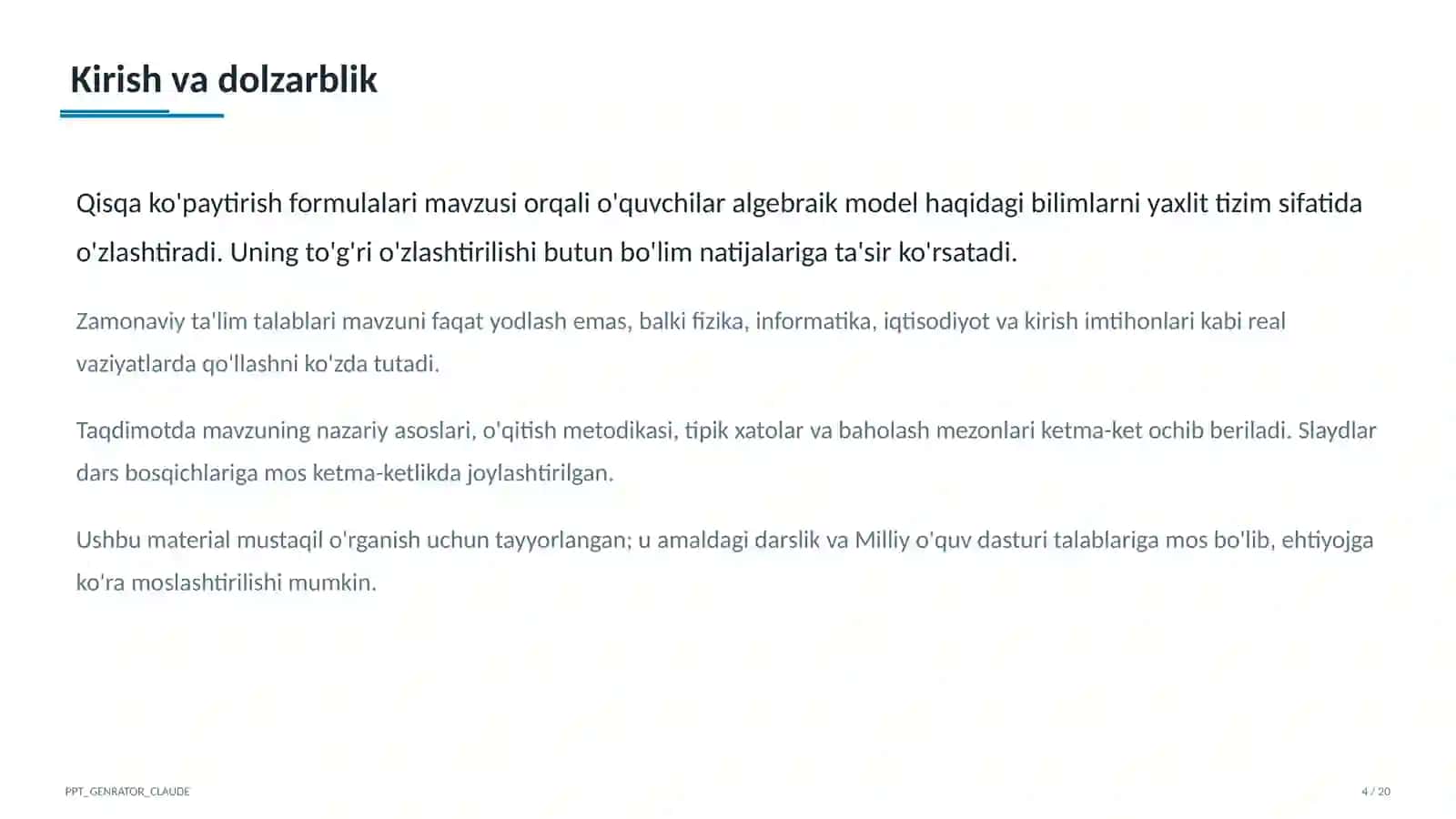 Qisqa ko'paytirish formulalari (7-sinf) 4