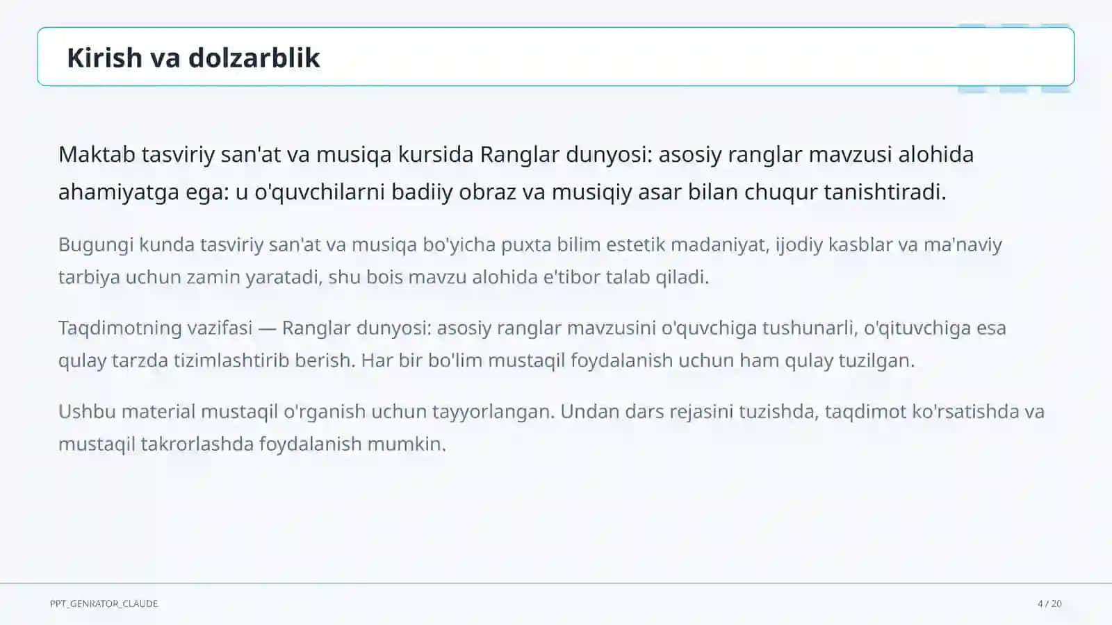 Ranglar dunyosi: asosiy ranglar (1-sinf) 4