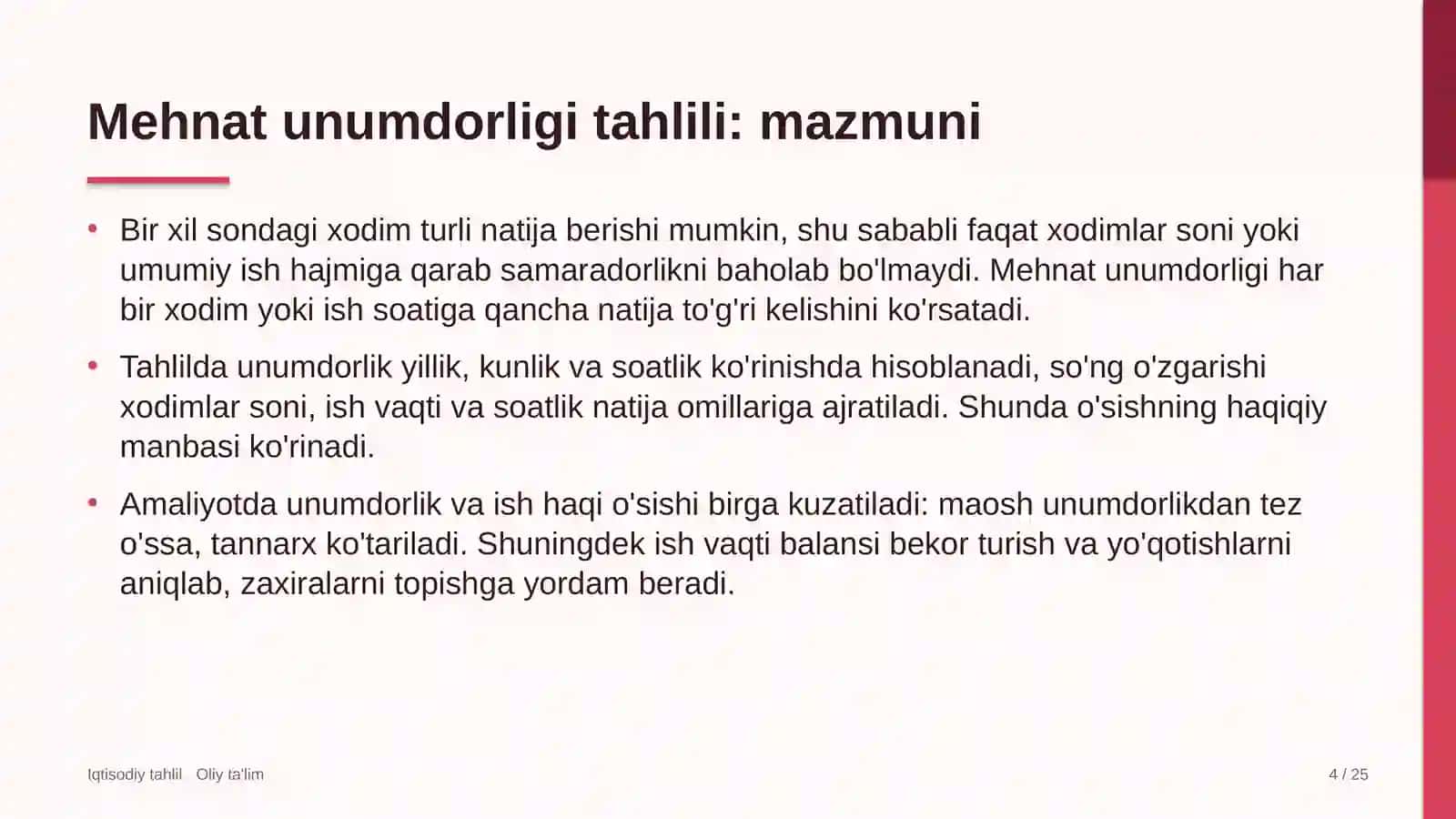 savdo markazlarida mehnat unumdorligi tahlili 6655 4