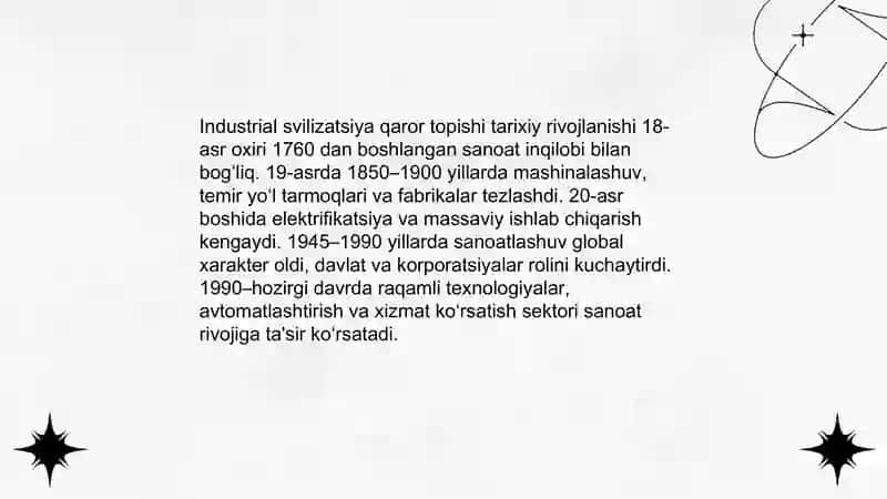 Industrial svilizatsiya qaror topishi 4