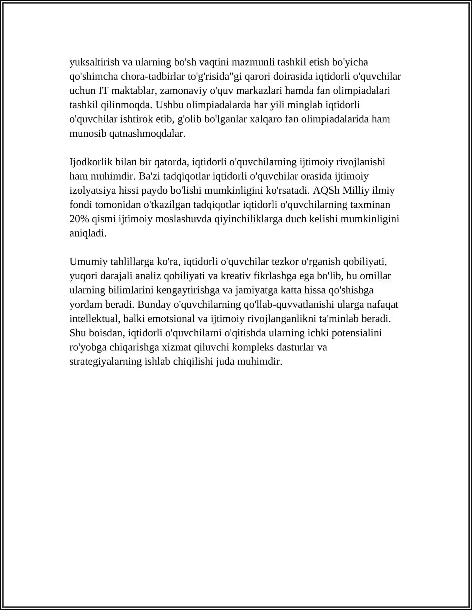 TA’LIM OLGANLIKNI TASHXIS ETISH.IQTIDORLI ÒQUVCHILARNI ÒQITISH 4