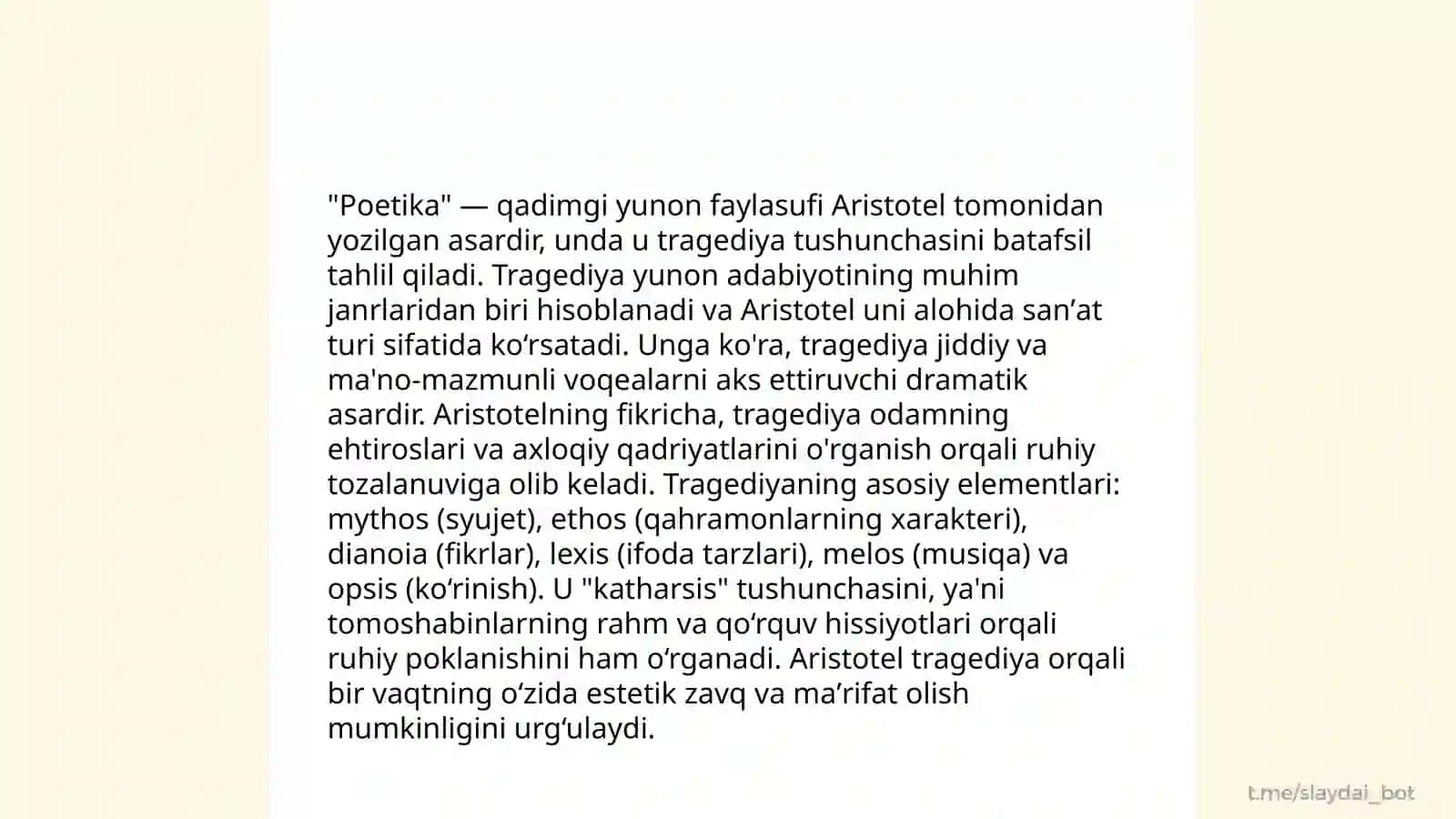 Aristotelning poetika asari loyiha ishisi 4