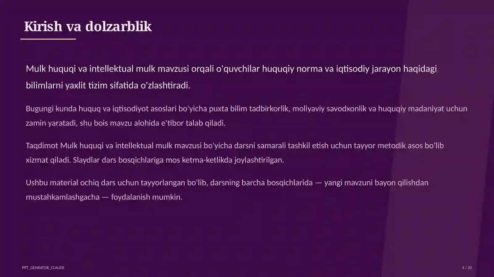Mulk huquqi va intellektual mulk (11-sinf) 4