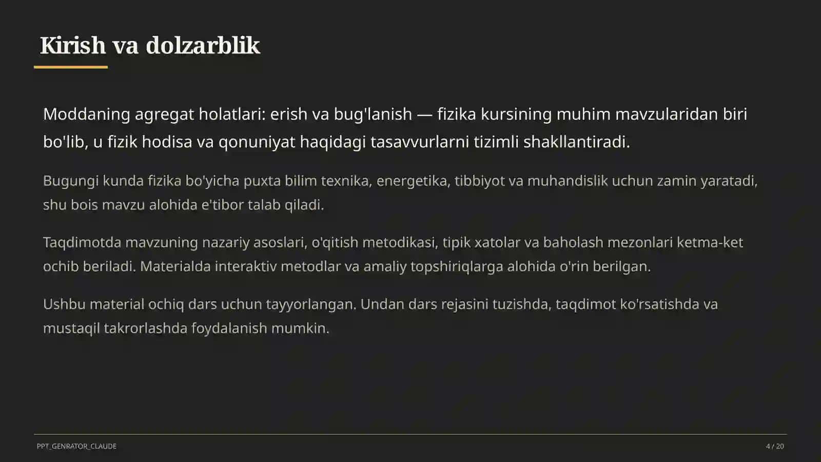 Moddaning agregat holatlari: erish va bug'lanish (8-sinf) 4