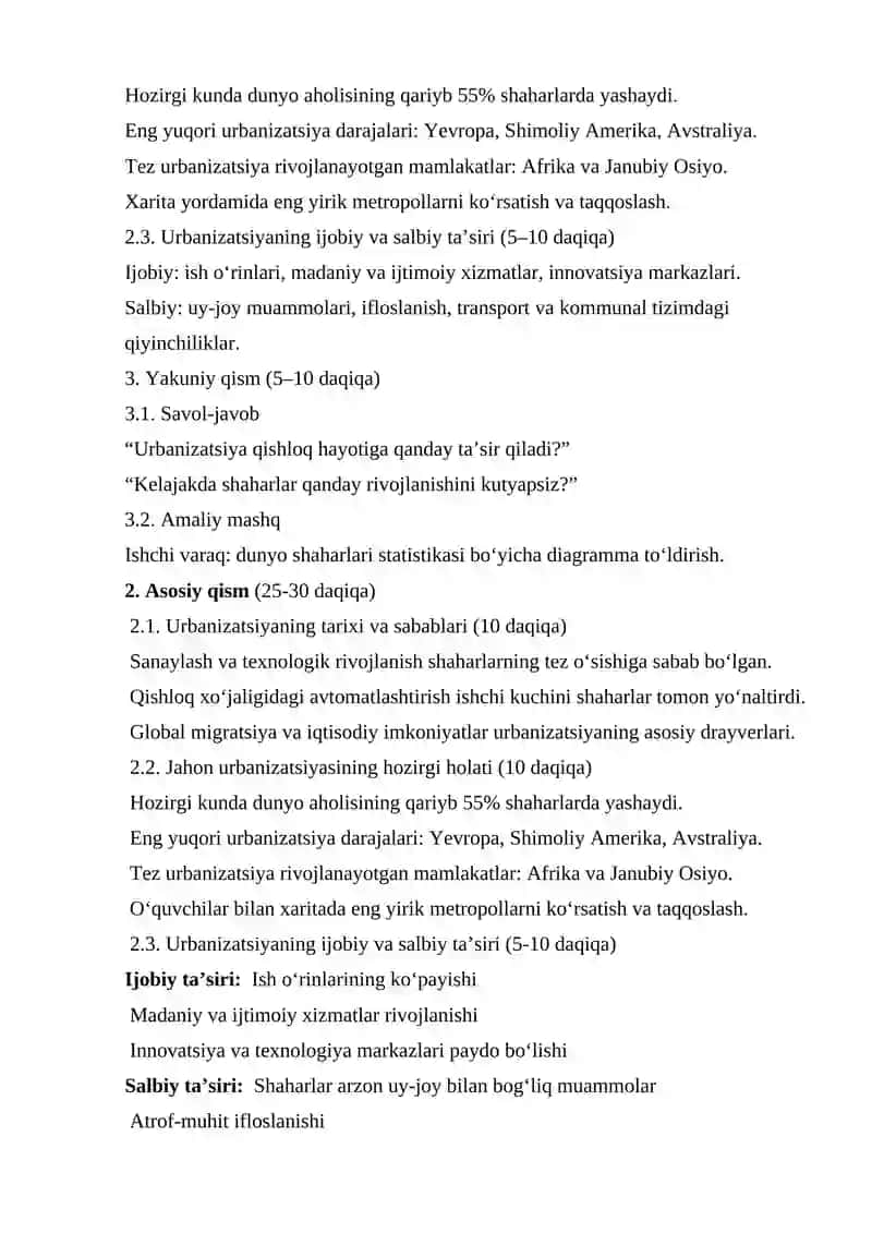 Jahon urbanizatsiyasi 4