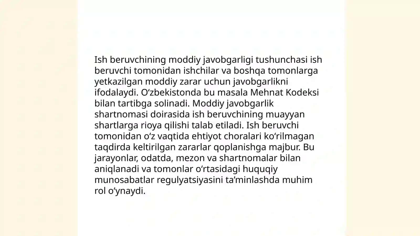 Xodimning moddiy javobgarligi tushunchasi 4