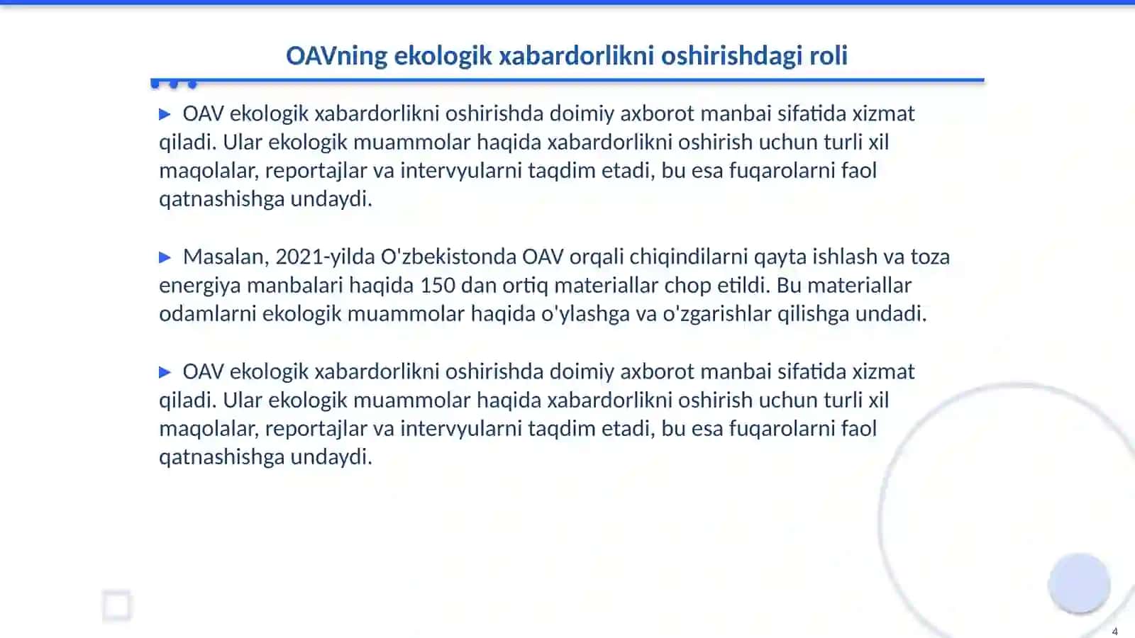 Ekologik madaniyatni oshirishda OAVning roli 4