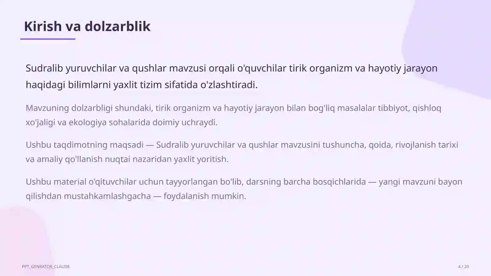 Sudralib yuruvchilar va qushlar (7-sinf) 4