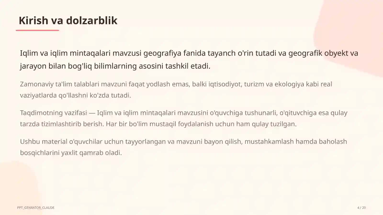 Iqlim va iqlim mintaqalari (6-sinf) 4
