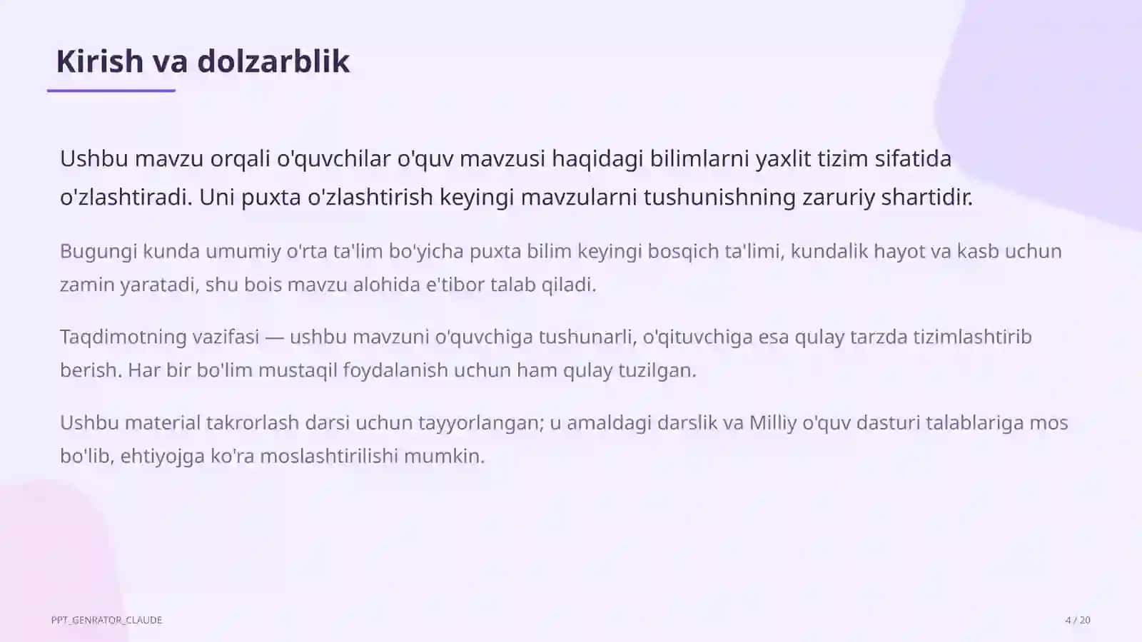 Dolzarb mavzular - maktab va o'qituvchilar 4