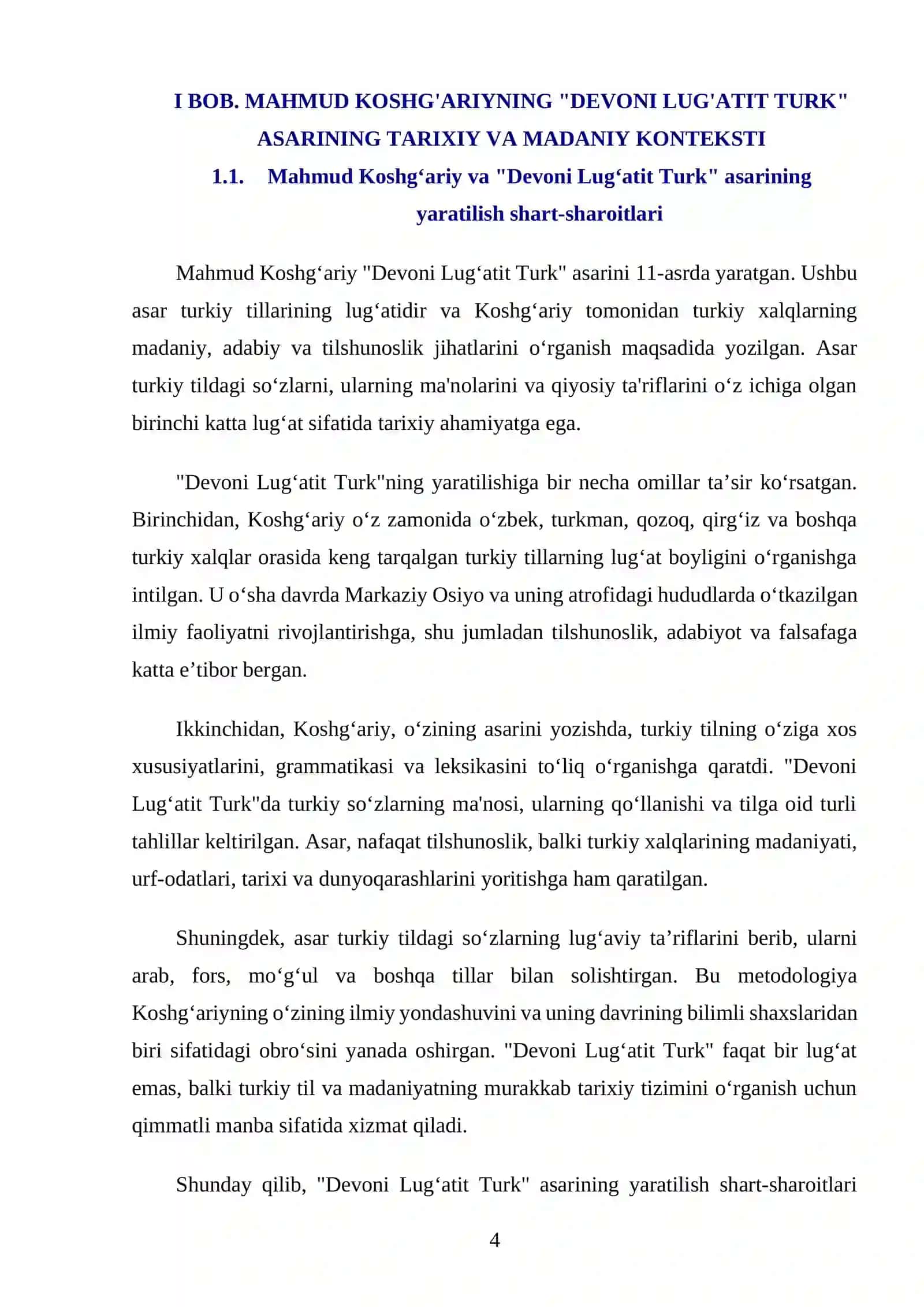 MAHMUD KOSHG'ARIYNING "DEVONI LUG'ATIT TURK" ASARINING ADABIYOTSHUNOSLIKGADI O'RNI 4