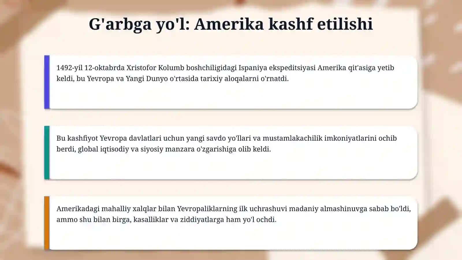 8 SINS jahon tarixi buyuk geografik kashfiyotlar     slayd metodlar asosida bo'lsin 4