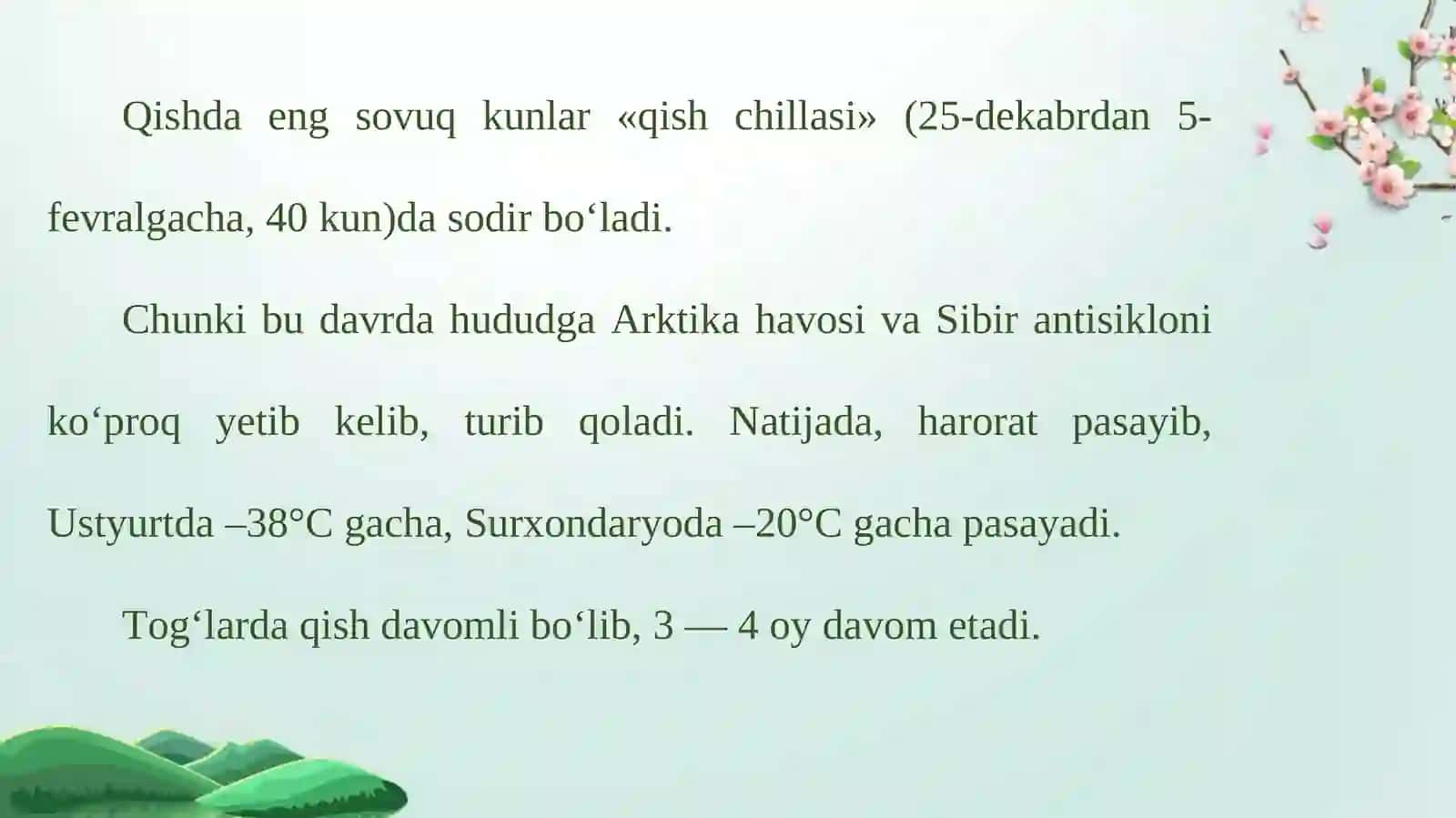 Yil fasllari va iqlim resurslari 4