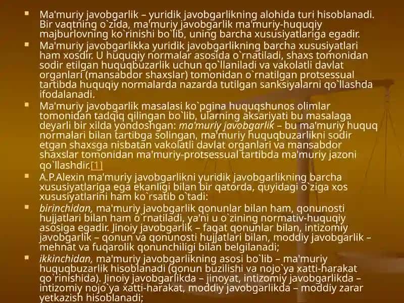Ma'muriy javobgarlik to`g`risidagi qonun hujjatlari 4