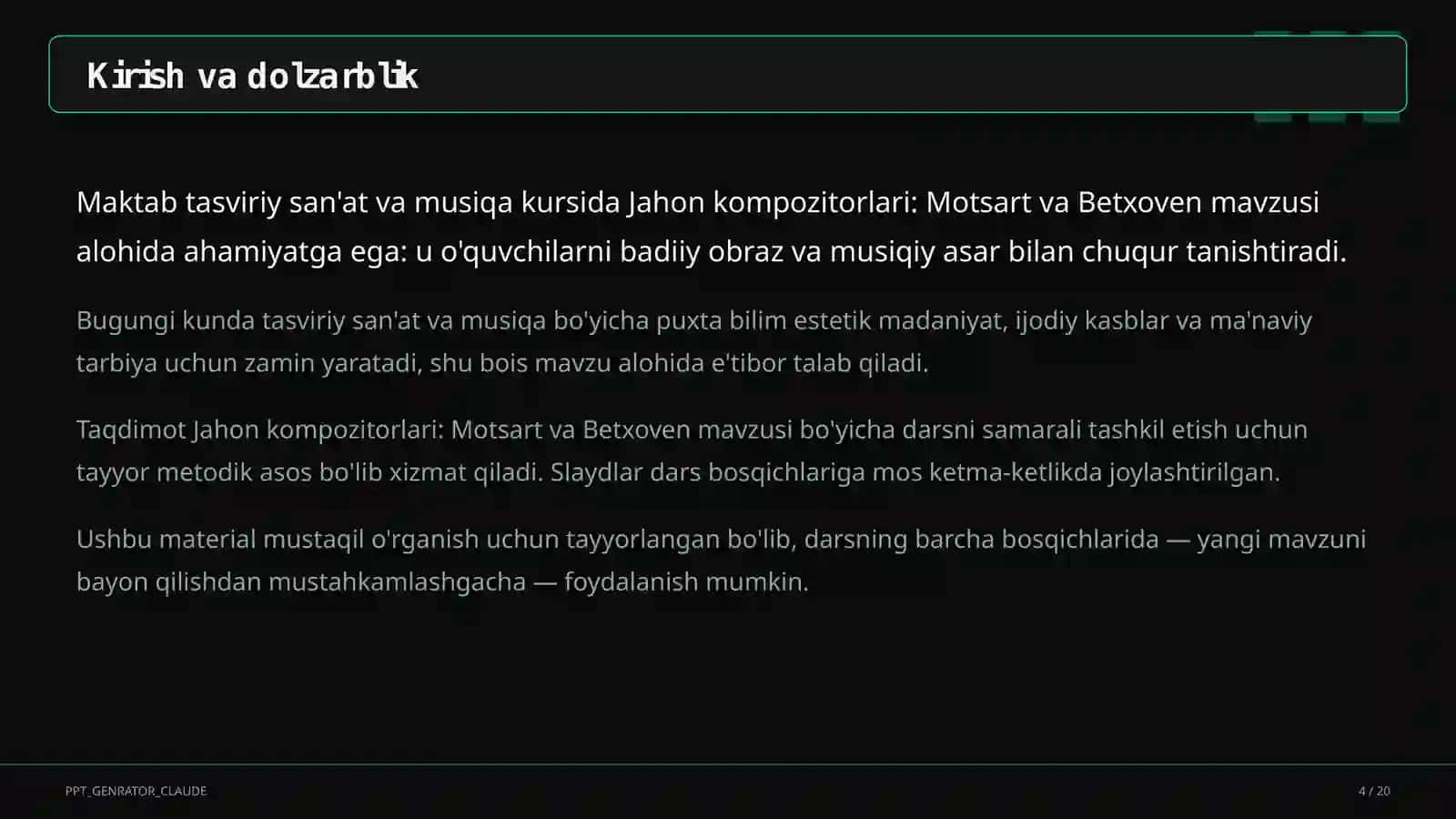 Jahon kompozitorlari: Motsart va Betxoven (6-sinf) 4