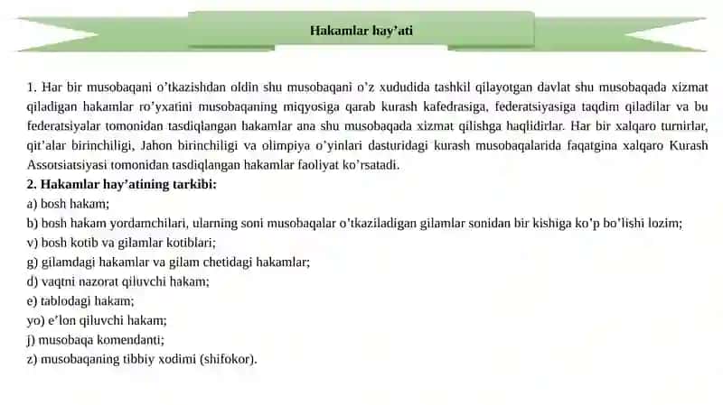 KURASHNING MUSOBAQA QOIDALARI 4