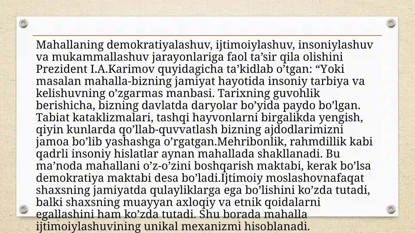 Mahallaijtimoiylashuvningan'anaviyomilisifatida 4