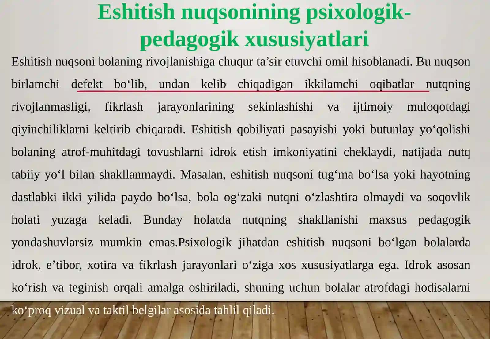 ESHITISHIDA NUQSONI BO‘LGAN BOLALAR MAKTABIDA TA’LIM TAMOYILLARI VA METODLARI 4