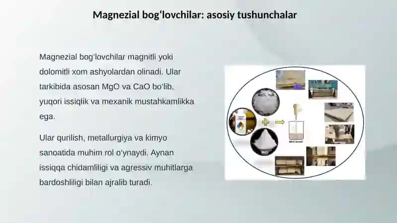Shaxtali va aylanma pechlarda magnezial bog‘lovchilar ishlab chiqarish texnologiyasi 4
