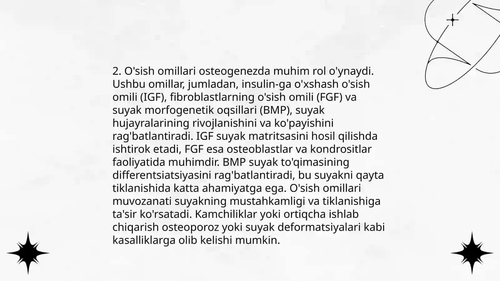 Gormonlar va o'sish omillarining suyak rezorbsiyasi va osteogenez jarayonlarini boshqarilishdagi ahamiyati 4