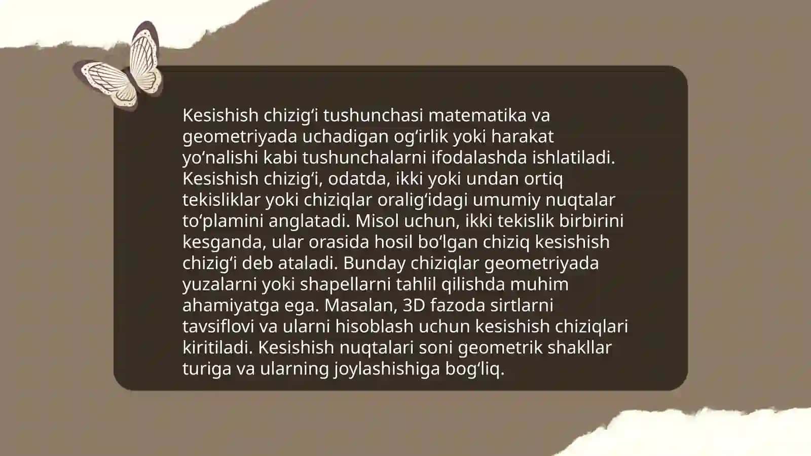 Tekisliklarning o'zaro kesishishi 4