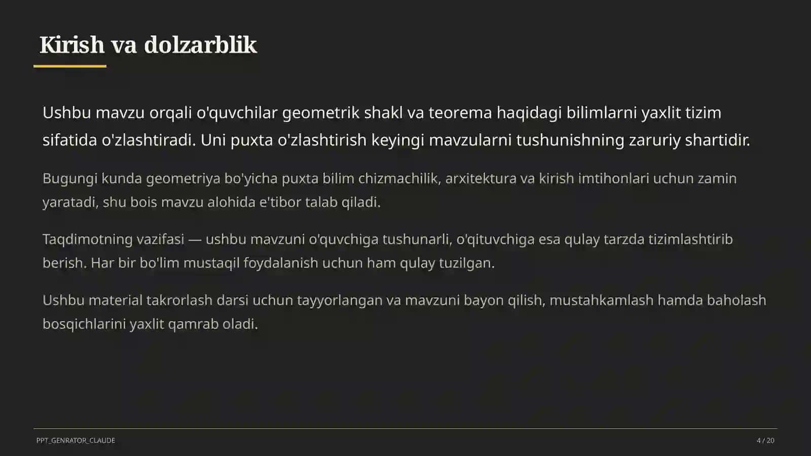 Geometriyaning boshlang'ich tushunchalari: nuqta, to'g'ri chiziq, kesma (7-sinf) 4