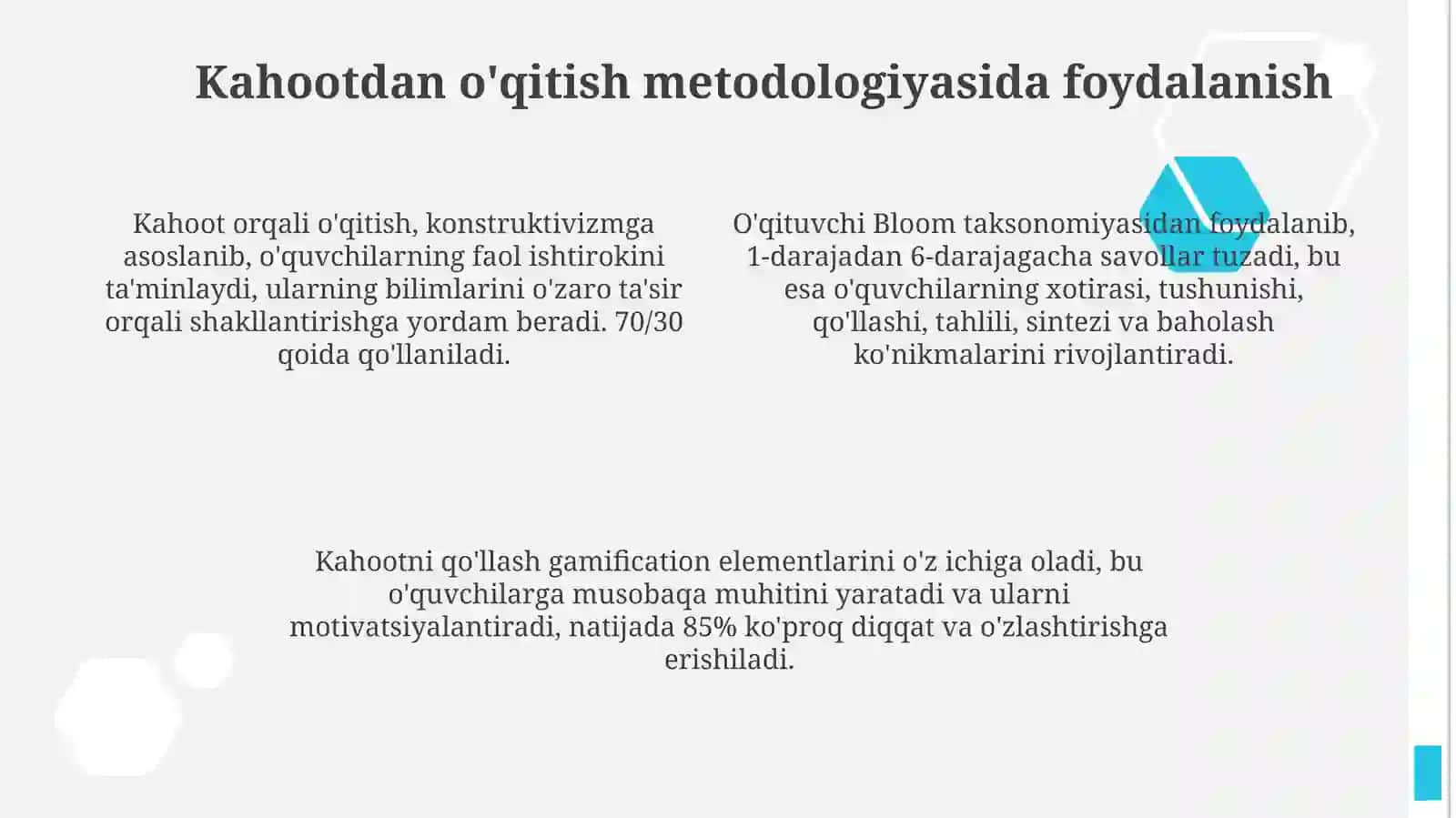 Taqdımotlar yaratısh texnologoyası Kahoot dasturı yordamıdaöqıtıshmetodıkası 4