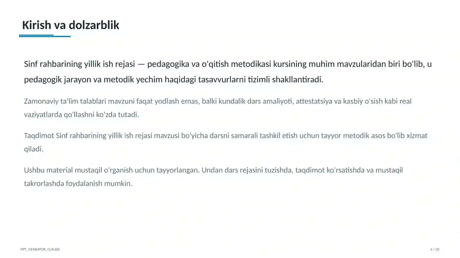 Sinf rahbarining yillik ish rejasi 4