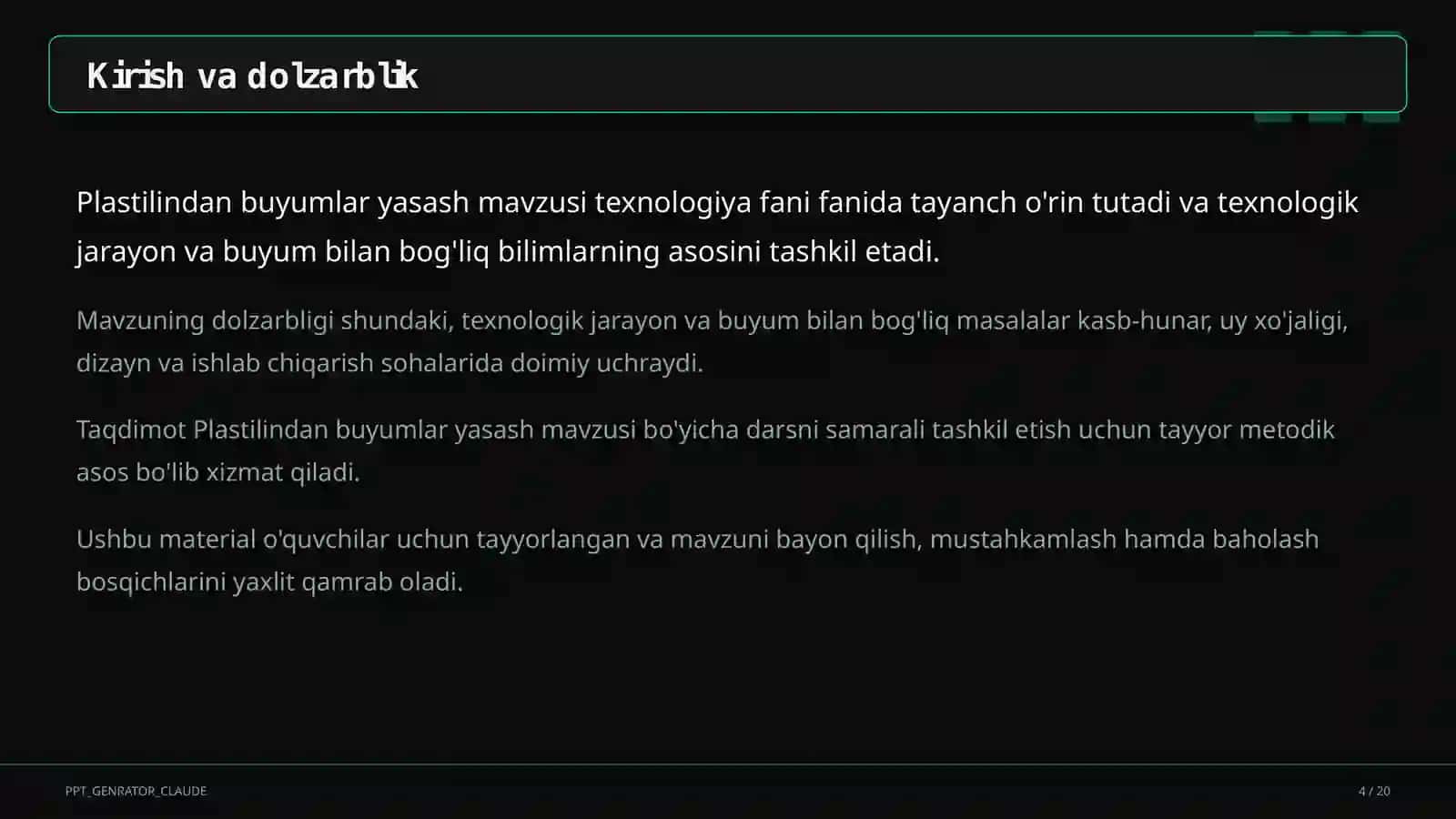 Plastilindan buyumlar yasash (1-sinf) 4