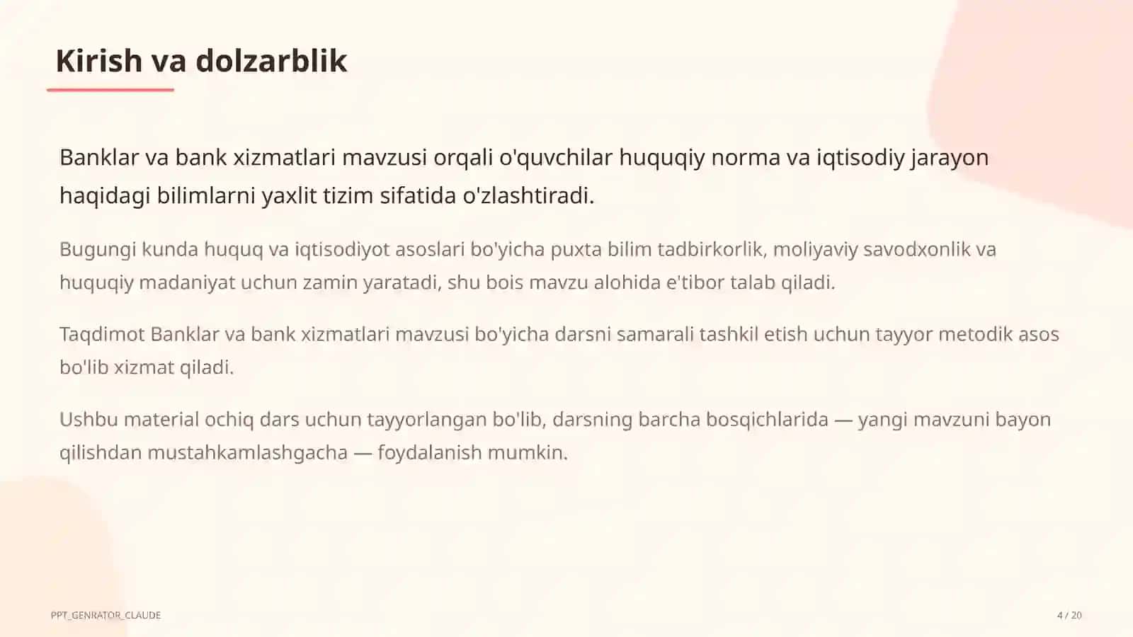 Banklar va bank xizmatlari (10-sinf) 4