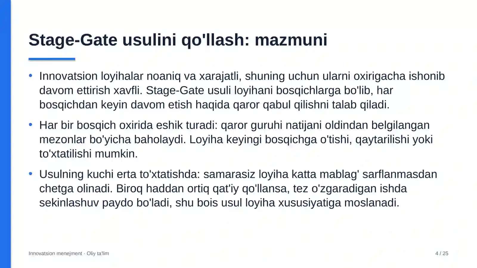 Tog' ekotizimlarida Stage-Gate usulini qo'llash 4