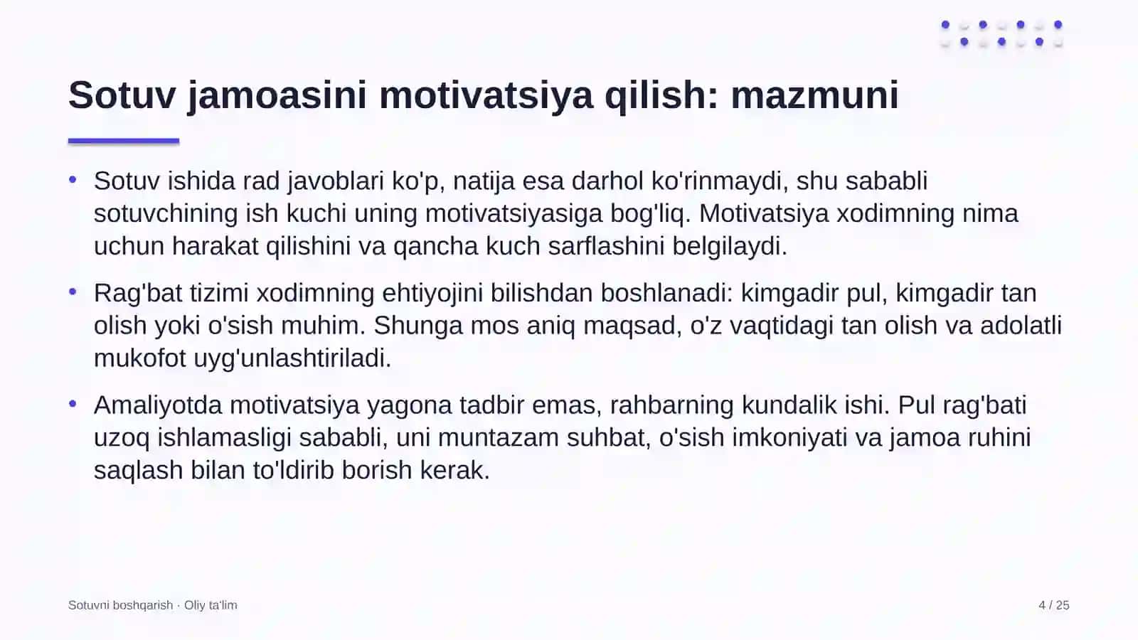 melioratsiya tizimida sotuv jamoasini motivatsiya qilish 4009 4