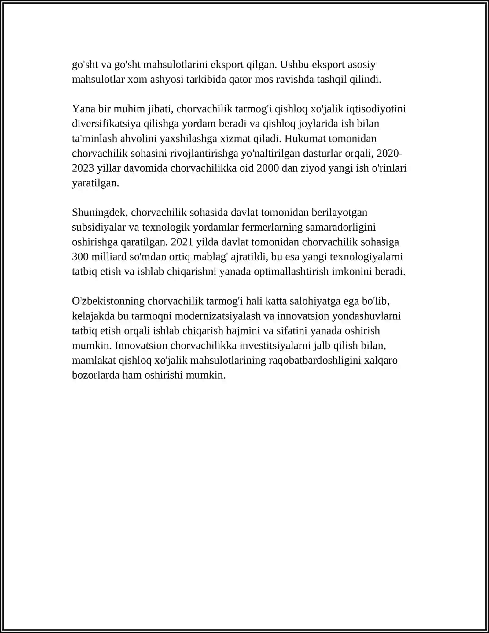 CHORVACHILIKNI HALQ HÒJALIGIDAKI AHAMYATI 4