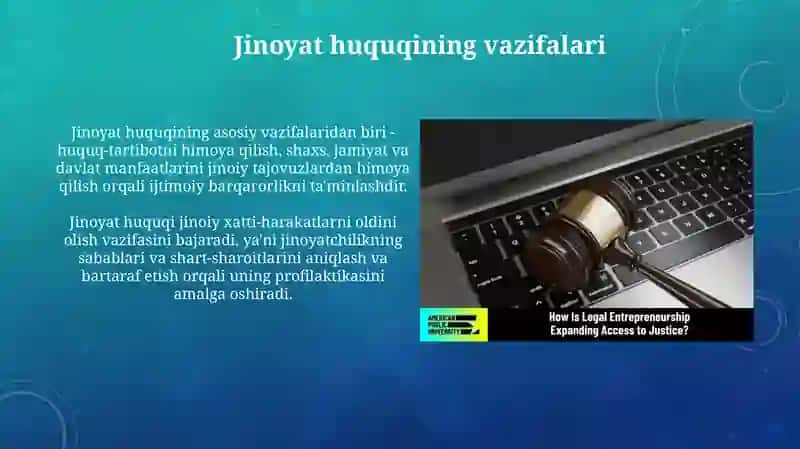 Jinoyat huquqi tushunchasi, predmeti, prinsiplari va tizimi 4