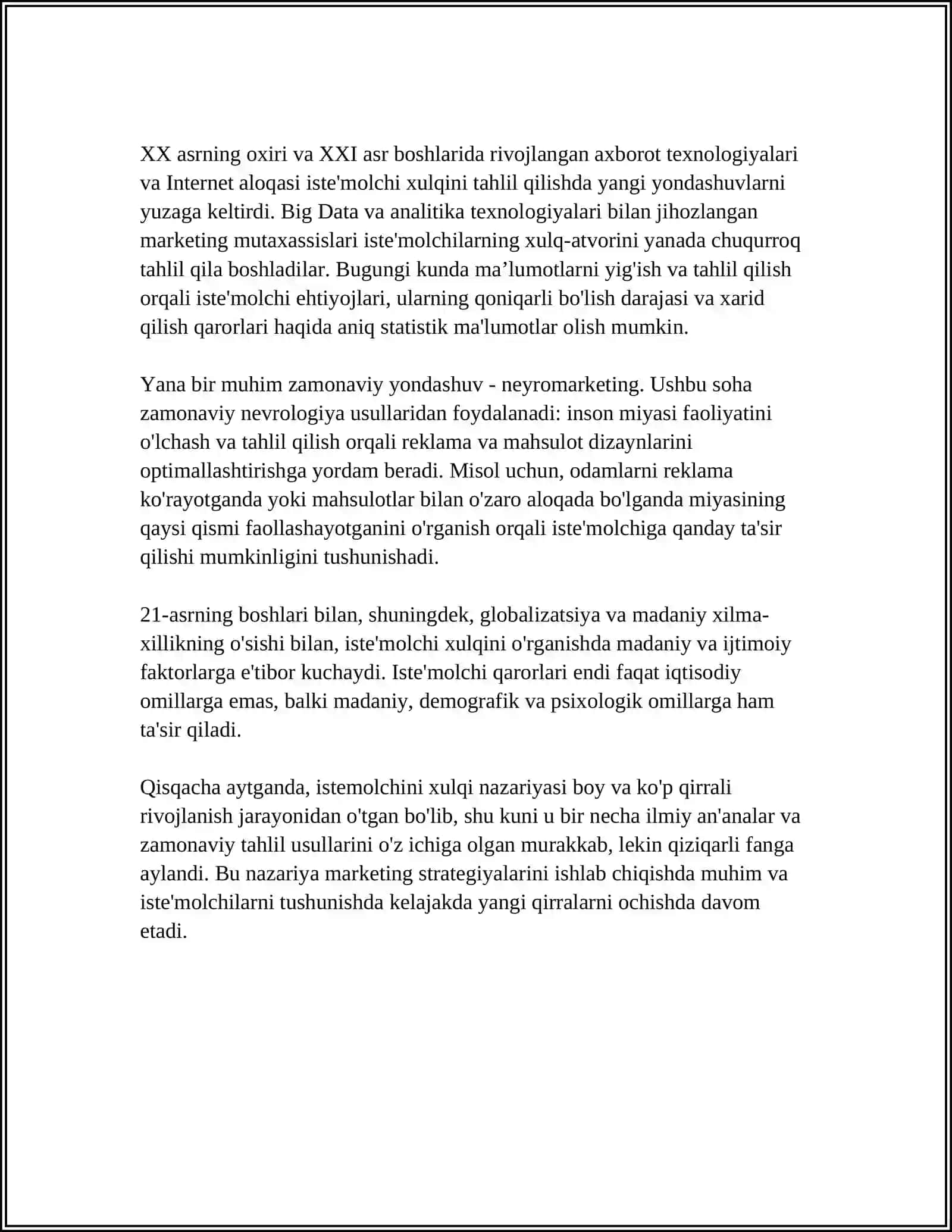 MUSTAQIL ISH Mavzu: ISTE’MOLCHI XULQI NAZARIYASINING ASOSIY HOLATI 4