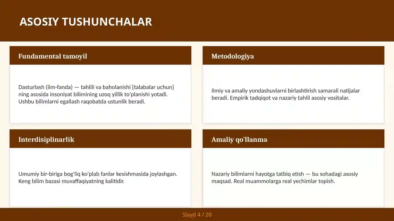 Dasturlash (ilm-fanda) — tahlili va baholanishi [talabalar uchun] 4