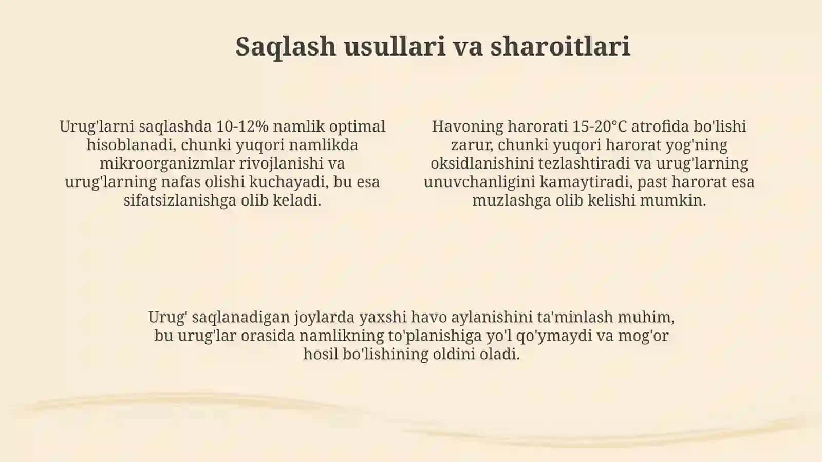 Moyli ekinlar urug'larini saqlash va qayta ishlash texnologiyasi 4