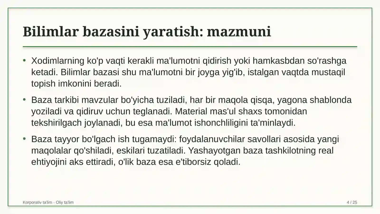 Havo transportida bilimlar bazasini yaratish 4