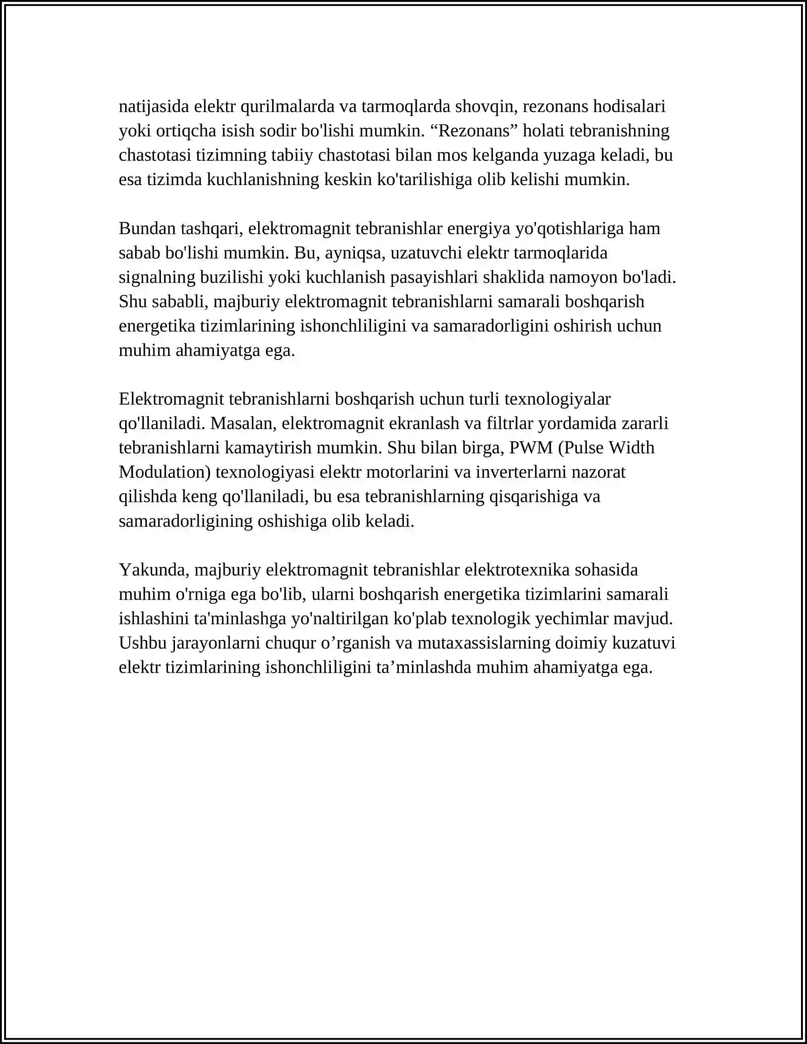 MAJBURIY ELEKTROMAGNIT TEBRANISHLAR. REZANANS HODISASI 4