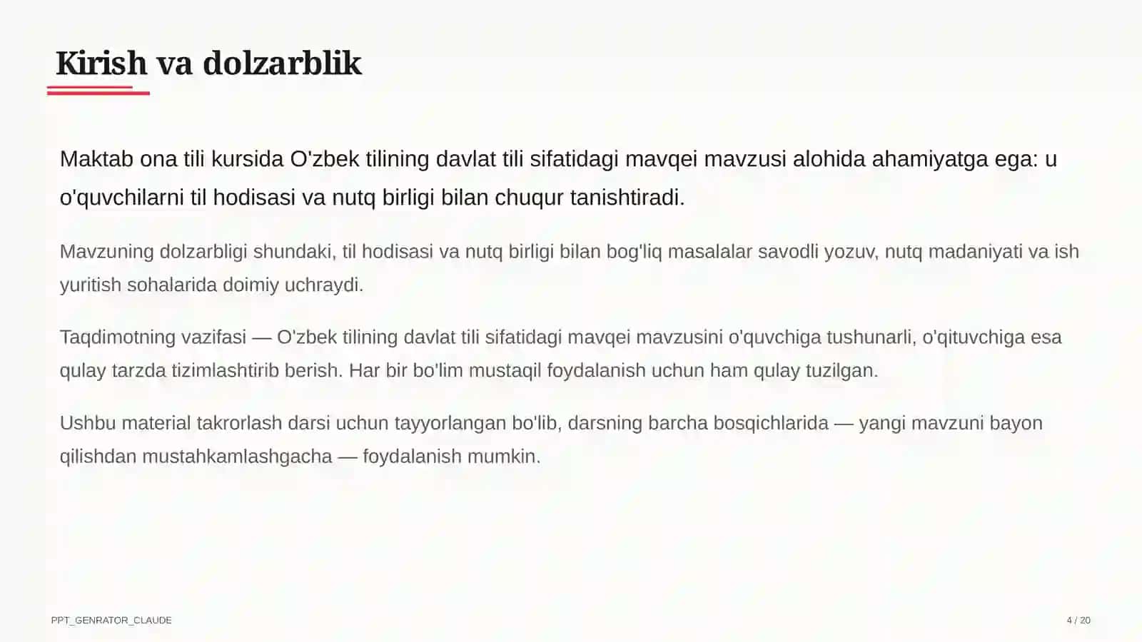 Ona tili (5–11) — takrorlash darsi uchun 4