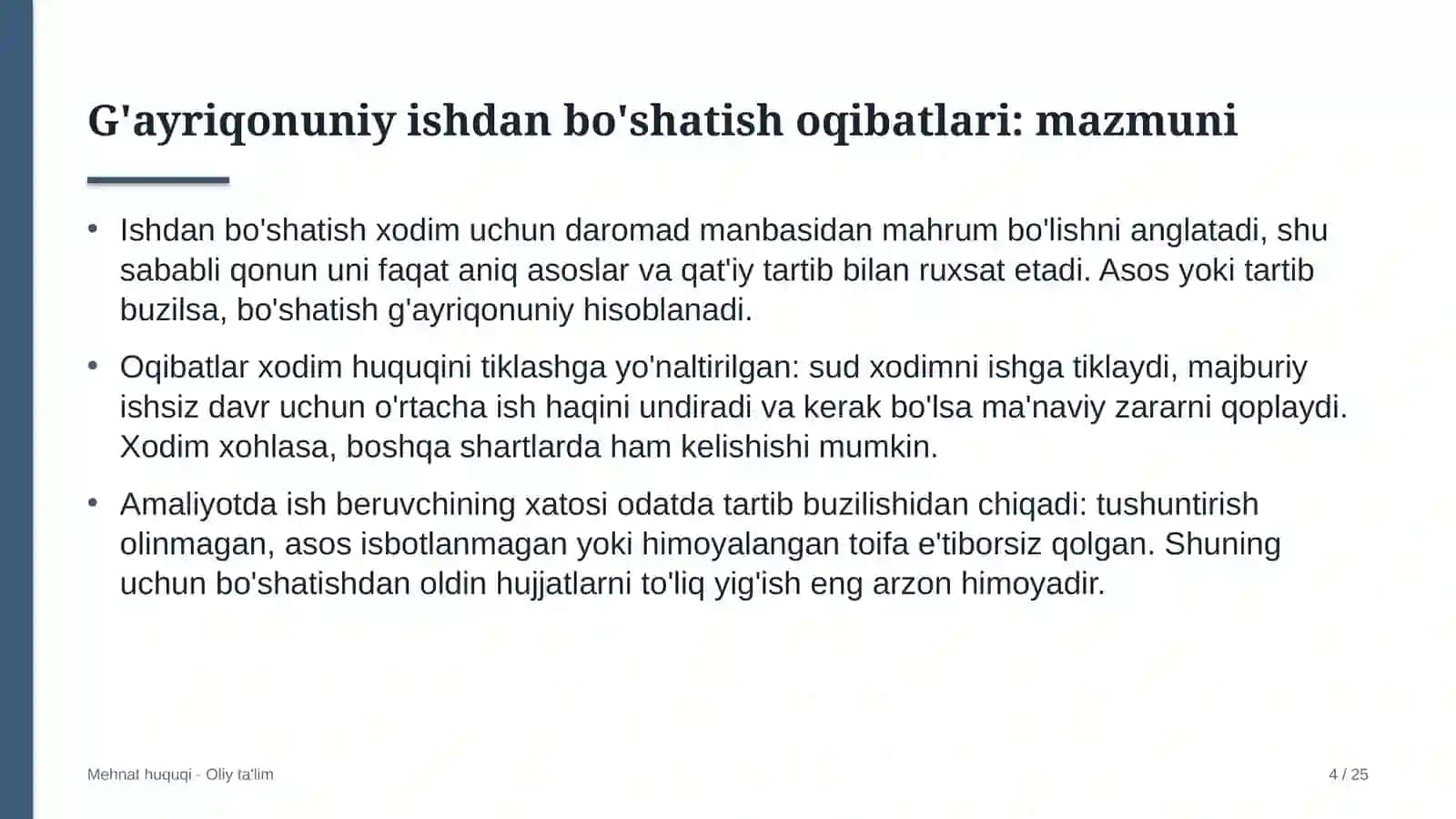 chakana savdoda g'ayriqonuniy ishdan bo'shatishning huquqiy oqibatlari 7157 4