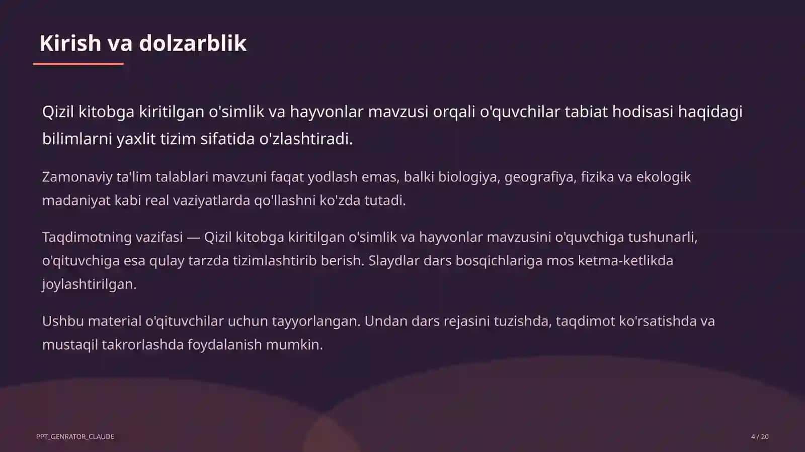 Qizil kitobga kiritilgan o'simlik va hayvonlar (4-sinf) 4