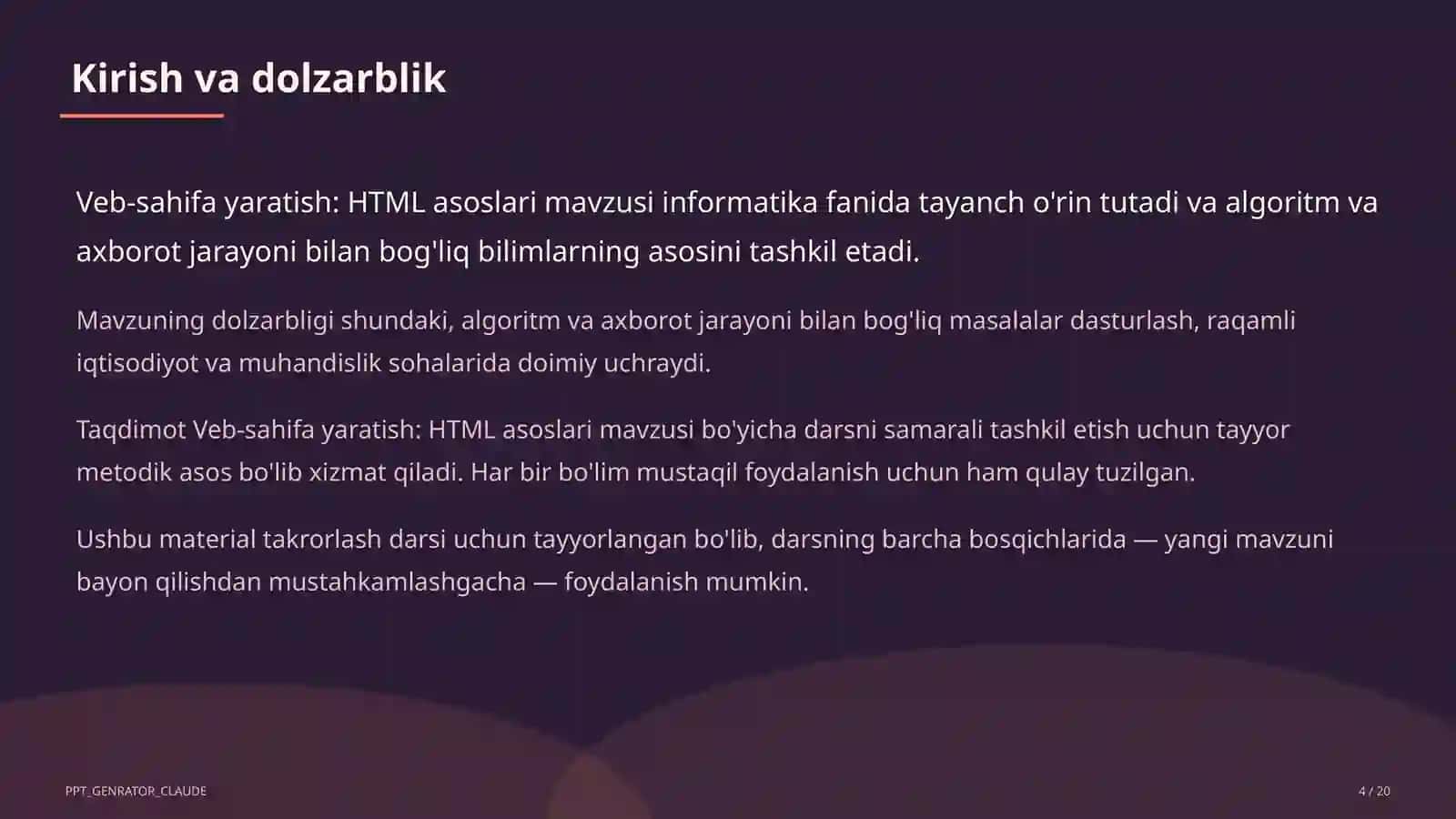 Veb-sahifa yaratish: HTML asoslari (9-sinf) 4