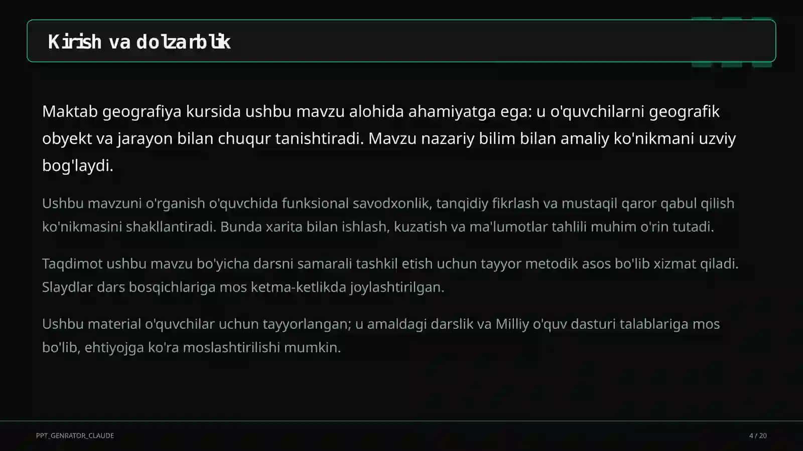 Turizm geografiyasi va O'zbekistonning turistik salohiyati (11-sinf) 4